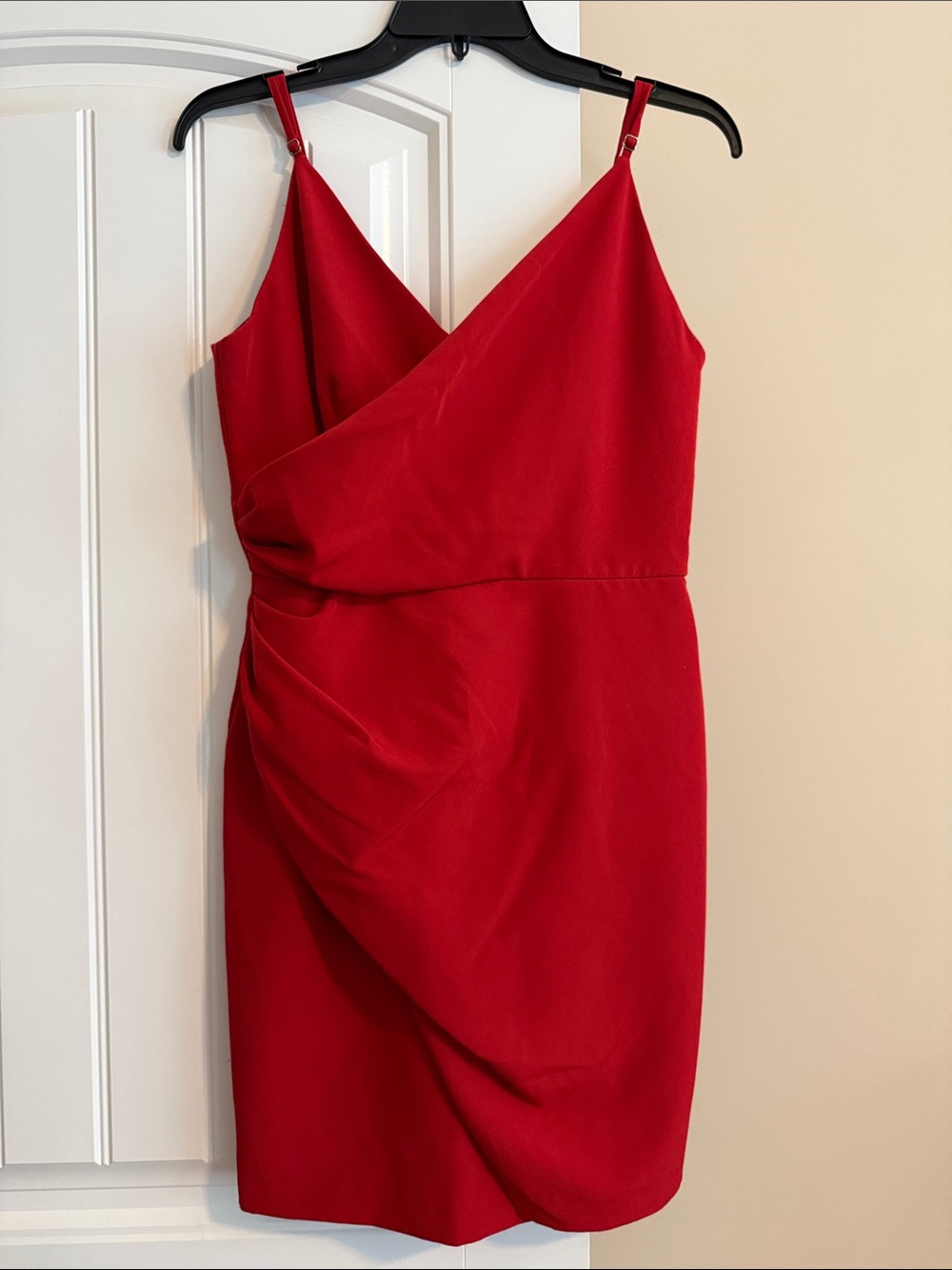 Gianni Bini Scarlet Red Draped Spaghetti Strap Mini Dress US 4 Like New